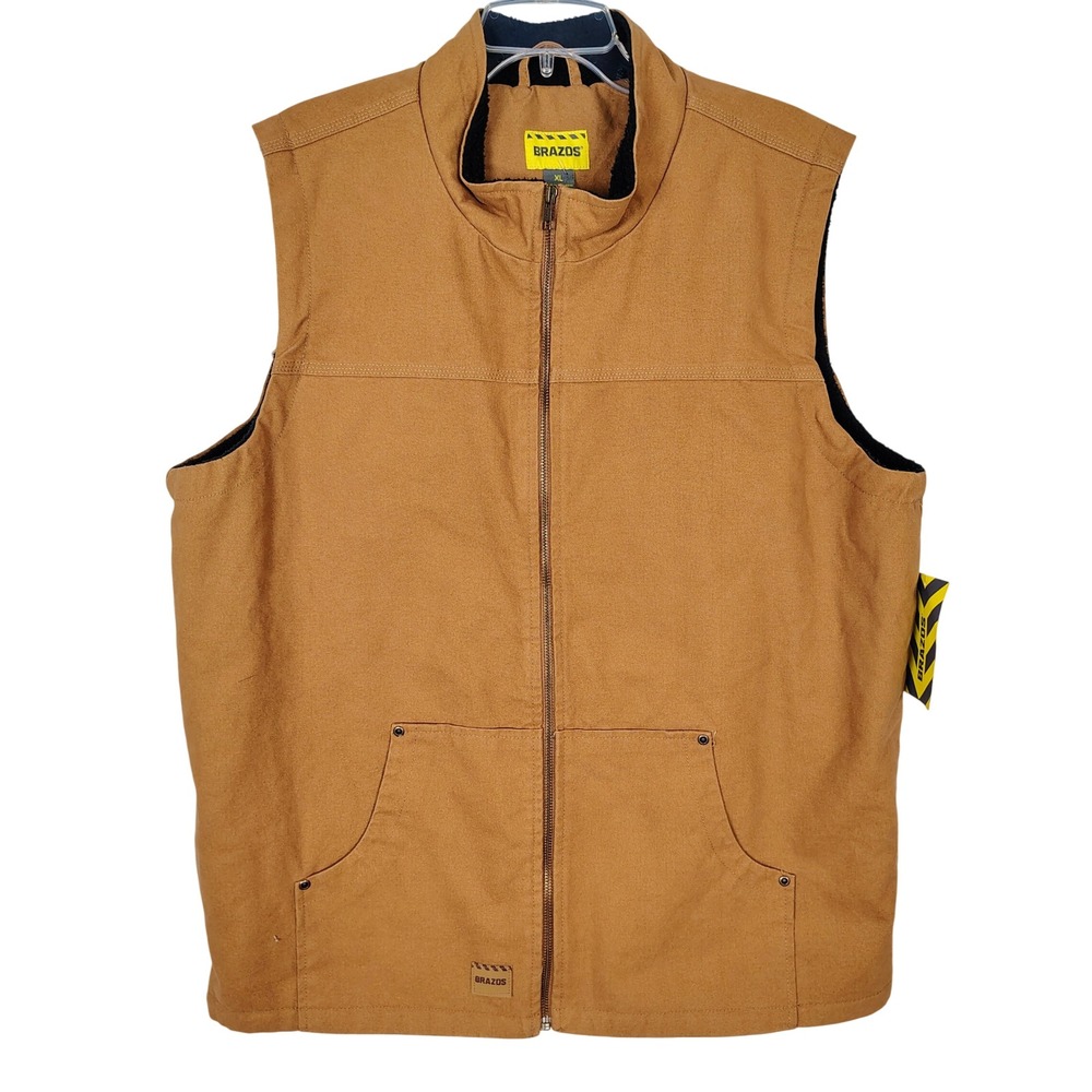 Brazos Gate Keeper Vest Mens‎ XL Duck Brown Fleece Lined Cotton Canvas 179742